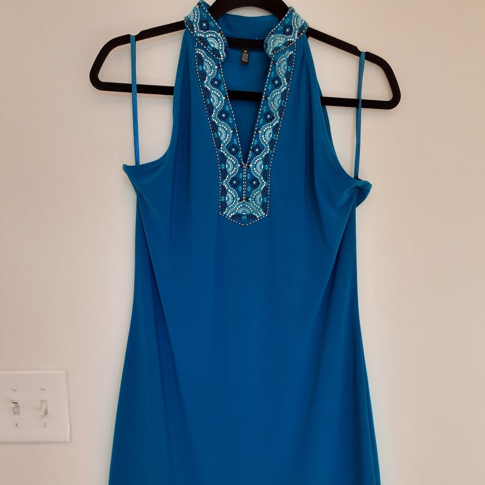 White House Black Market Embellished Mandarin Collar Sheath Dress